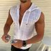 Men's Clothing Sleeveless Hooded Zipper Cardigan T Shirt Men Summer Cool New Fashion Plaid Sleeveless T Shirt Men's Lapel_viptrois.com