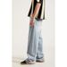 Men's Wide Leg Retro Washed Straight Loose Light Colored Casual Trousers Trendy Distressed Denim_viptrois.com