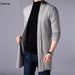 Pure Autumn Winter Knitted Cardigan Sweater Coat Youth Korean Style Outerwear Mid-Length Unique Cape Men's Clothing_viptrois.com