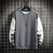 Men's Casual Pullover Hoodie Slim Fit Long Sleeve Round Neck T-Shirt For Teens & Young Adults - Soft Polyester Fabric, Classic Solid Colors,_viptrois.com