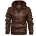 Men's PU Leather Jacket With Hood – Stylish Biker-Inspired Coat (Black, Khaki, Espresso, Burgundy, S-5XL)_viptrois.com