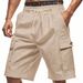 Men's Corduroy Work Shorts Casual Lace Up Button Multi Pocket Straight Cut Summer Shorts_viptrois.com