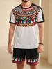 Men's Clothing Short Sleeved T Shirt Shorts Summer Men's Casual Design Textured Square Two Piece Set_viptrois.com