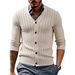 Men’s V-Neck Cable Knit Cardigan | Slim Fit Button-Up Sweater (M-5XL, 8 Colors)_viptrois.com