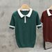 Men's Clothing Summer Knitted Lapel Slim Ins Men's Polo Shirt Quick Drying Ice Silk Simple Solid Color Texture Short Sleeved T Shirt Top_viptrois.com