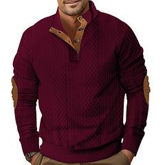 "Men's 3D Jacquard Pullover – Half-Zip Stand Collar (Lightweight, Textured Design)"_viptrois.com