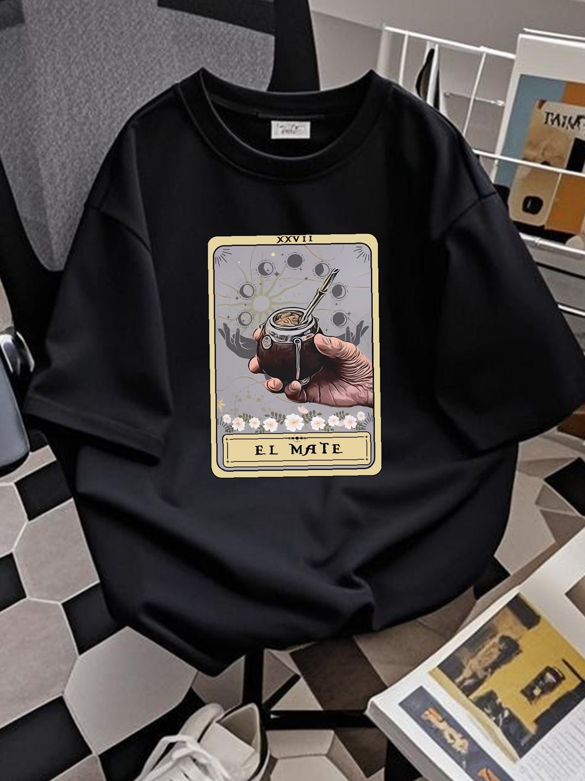Yerba Mate T Shirt El Tarot Card Lover Plant Homme Soft Stretched Stylish Casual Breathable Top For Everyday Wear Slightly Summer Unisex Versatile_viptrois.com