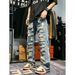 Men's Clothing Fashion Retro Heavy Industry Damage Erosion Patch Design Sense Jeans High Street Hole Cleanfit Pants_viptrois.com