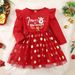Christmas Children's spring and autumn Christmas girls Christmas letter pattern long-sleeved polka dot dress children's skirt ins_viptrois.com