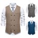 2025 New Men's Herringbone Fabric Double-breasted Retro Lapel Suit Vest_viptrois.com