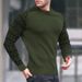 2025 Autumn New Waffle Bottom Shirt Men's Knitted Long Sleeve Printed Round Neck Slimming Top_viptrois.com