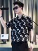 High-end Butterfly Printing Short-sleeved Shirt Men's Summer Thin Medium-sleeved Shirt Ruffian Handsome Personalized Ink Splashing Top_viptrois.com
