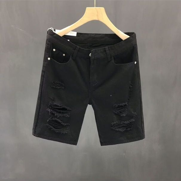 Men's Clothing Unisex High Quality Denim Shorts Retro Washed Distressed Ripped Straight Leg Loose Fit Five Point Pants_viptrois.com
