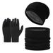 winter warm wool hat scarf gloves three piece set outdoor windproof adult knitted hat three piece set_viptrois.com