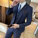 Men's Slim Fit Suit Set - Wedding, Business, Interview Formal Blazer & Trousers With Metal Accents (Black, Navy, Gray, Khaki)_viptrois.com