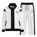 Men's Clothing Men's Spring And Autumn New Patchwork Contrast Color Jacket Trendy Casual Sports Suit Two Piece Flower Horseshoe Style_viptrois.com