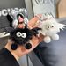 Halloween Bat Plush Keychain - Cute Devil Backpack Charm For Car, Purse, And Keys - Soft Faux Fur Accessory In Black, White, Pink, And Red_viptrois.com