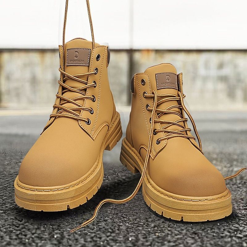 European Warm Series Martin Autumn Men's 2025 New Winter British Style Sports Casual Work Mid-Top Leather Boots Waterproof Trendy Shoes_viptrois.com