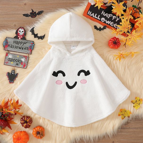 Cross Border Children's Clothing Halloween Children's Plush Cloak Autumn And Winter Style Furry Smiley Hooded Shawl Holiday Costume_viptrois.com
