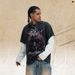 American-style Trendy Brand Men's Faux Two-piece Long-sleeve T-shirt, Washed And Distressed, High Street Style_viptrois.com