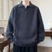 Loom Loom Russian Ozon Solid Color Knitted Polo Sweater For Men, Autumn And Winter Turn-Down Collar Sweater, Korean Style, Lazy_viptrois.com