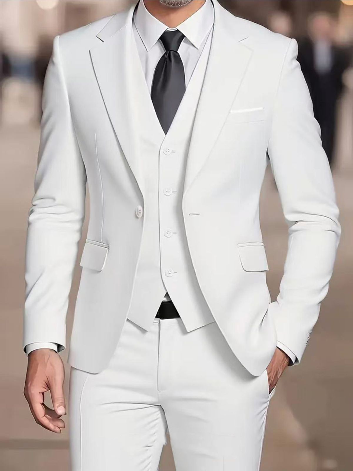 Men's Slim Fit Suit Three-Piece Set | Formal Wedding Business Blazer Trousers Vest Complete Three-Piece Versatility_viptrois.com
