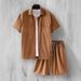 Men's Sports Casual Suits Corduroy Men's Shirts Fashion Trend Short Sleeved Men's Suits_viptrois.com