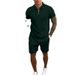 Men's Summer Cross Border Two Piece Suit Solid Color_viptrois.com