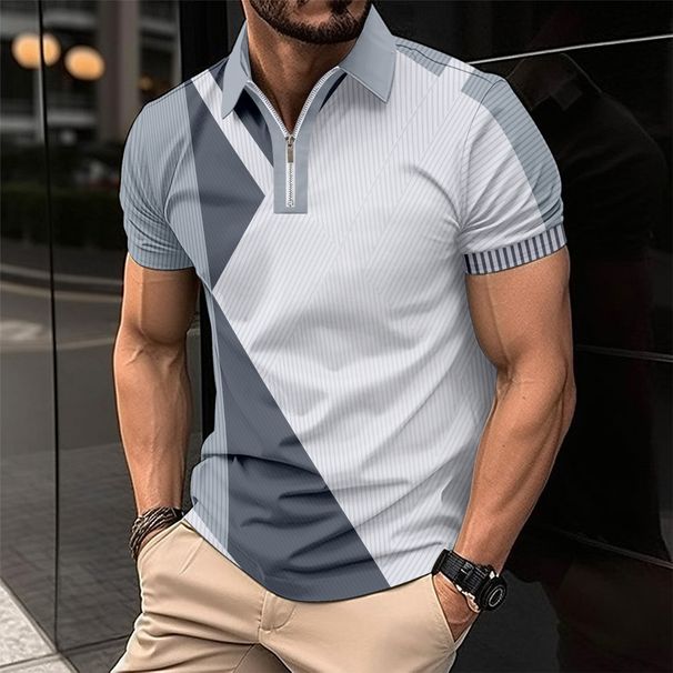 Men Polo Shirt Stripes Short Sleeve T-shirt Male Breathable Tops Business Turn Down Collar Streetwear Luxury Brand High Quality_viptrois.com
