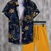 Men's Clothing Casual Suits Hawaiian Palm Tree Fashion Printed Suits_viptrois.com