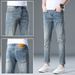 Men's Clothing Heavy Washed Jeans Trendy Slim Fit Distressed Slim-Fit Jeans For Men – Vintage Washed Denim With Artistic Rips, Streetwear Staple_viptrois.com