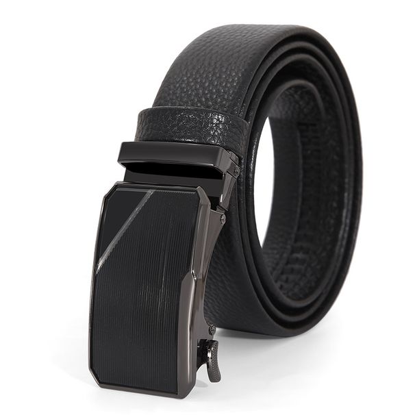 Men's Leather Belt, Top Layer Cowhide Automatic Buckle Genuine Leather Belt, Korean Style Business Genuine Leather Belt For Men_viptrois.com