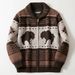 1 Foreign Trade Men's Clothing European And American Retro Jacquard Knitwear Autumn Winter Thickened Cardigan_viptrois.com