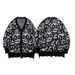 Grunge Skull Print Cardigan – Distressed Fringe Oversized Sweater (Gothic, Unisex, V-Neck)"_viptrois.com