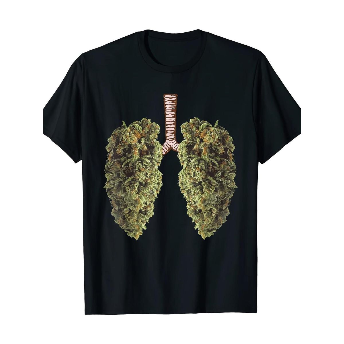 Hombre Con Patrón Pulmón Hierba - 100% Algodón, Cuello Redondo, Ajuste Casual, Diseño Humor Negro, Lavable A Máquina,_viptrois.com
