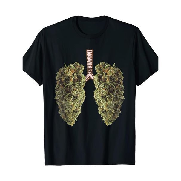 Hombre Con Patrón Pulmón Hierba - 100% Algodón, Cuello Redondo, Ajuste Casual, Diseño Humor Negro, Lavable A Máquina,_viptrois.com