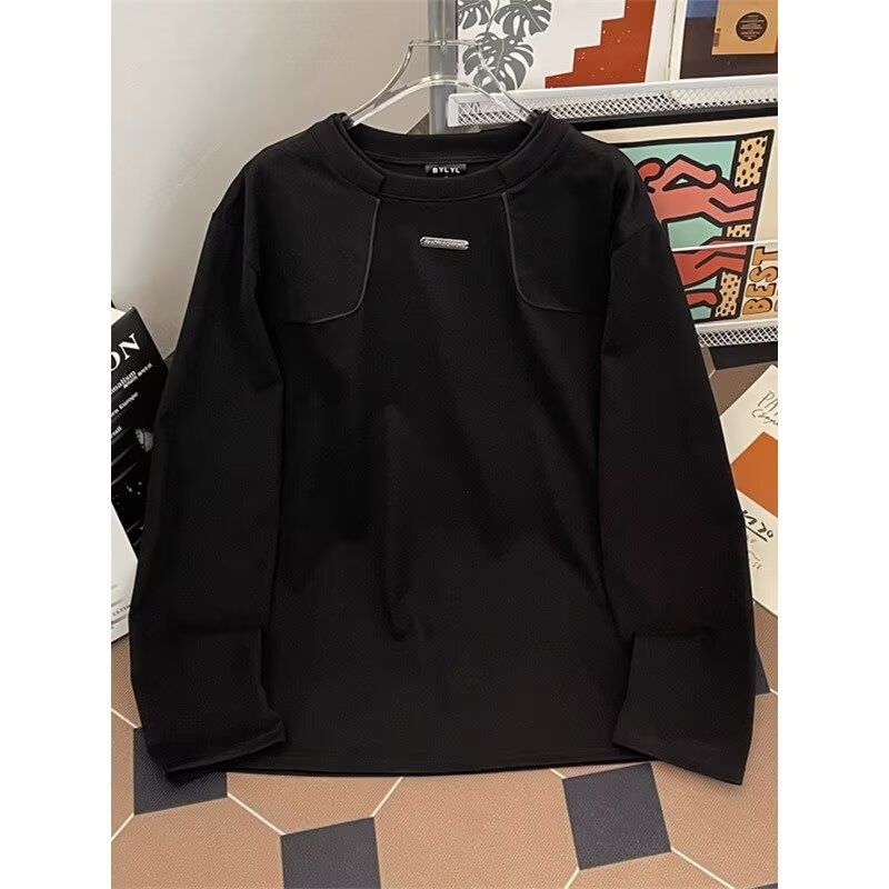 Men's Deconstructed Shoulder Pad T-Shirt – Oversized Streetwear Top With Raw Edge Detail (M-3XL, White/Black)_viptrois.com