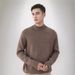 Men's Solid Color Sweater Autumn And Winter New Style With Added Velvet, Thick Ulation, Mid Neck, Black Base,_viptrois.com