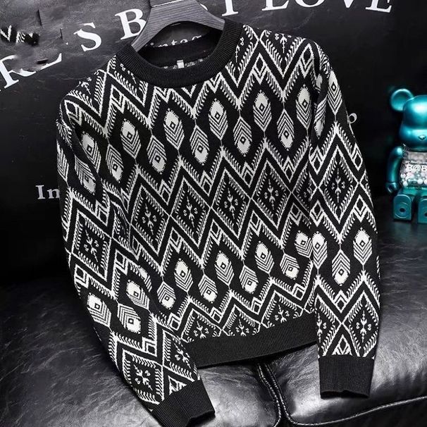 Men's Clothing Fashion Brand Men's Knitted Sweaters Autumn And Winter Jacquard Slim Men's Sweaters Cool Inner Wear Personality Pullover Sweaters_viptrois.com