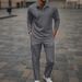 Nordmann Cross-Border European American Men's Spring And Autumn Sleeve Polo Shirt + Long Pants Casual Outing Jacquard_viptrois.com