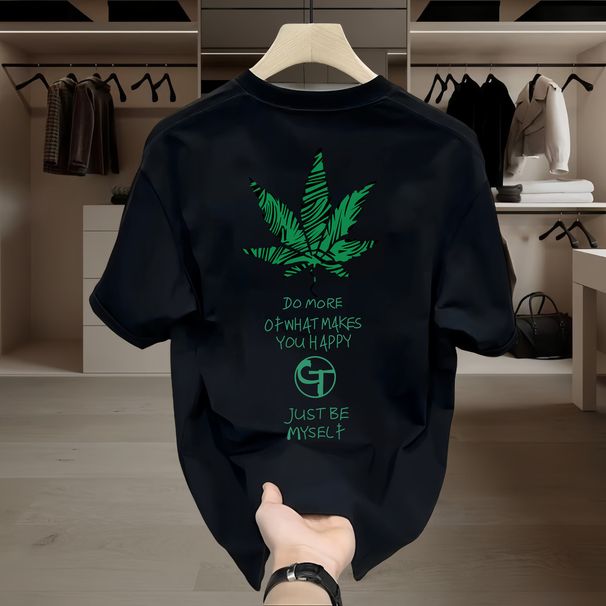Men's Clothing Handsome Heavyweight Cotton T Shirt Men's Short Sleeved Summer New Loose Round Neck Casual All Match High End Light Luxury_viptrois.com