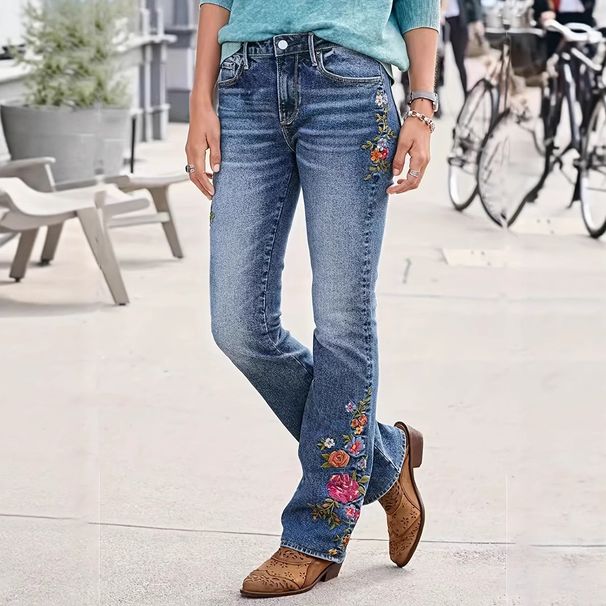 2026 European And American Women's Fashion Embroidered Fashionable Personality Low Waist High Elasticity Ins Trend Slim Fit_viptrois.com