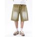Men's Denim Shorts Style Summer Simple Straight Leg Loose Versatile Casual Washed Pants_viptrois.com