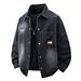 Men's Clothing Printed Denim Jacket Men's Autumn New Foreign Trade Loose Letter Long Sleeved Top Trendy Casual Men's Jacket_viptrois.com