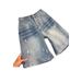 Men's American Retro Distressed Washed Ripped Denim Shorts Trendy Loose Straight Leg Five Point Casual Mid-Length Pants_viptrois.com