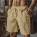 Men's Clothing Summer New Cotton And Linen Shorts Breathable Loose Beach Pants Shorts Men's Sports Casual Shorts_viptrois.com