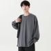 Heavyweight Pure Cotton Long Sleeve T-Shirt Men, Solid Color Loose Fit, Autumn And Winter 2024 Sweatshirt, Crew Neck,_viptrois.com