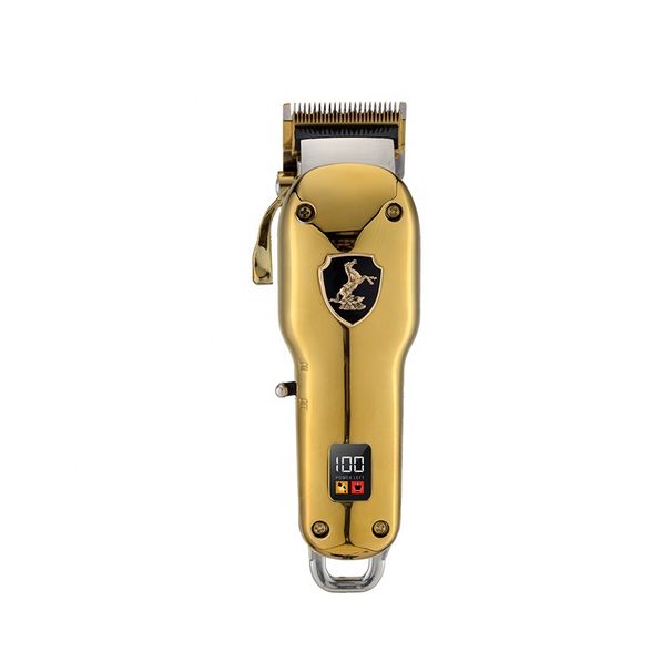 Kemei KM-2030 Gold Profession Metallic Electric Clipper LCD Cordless USB Rechargeable Hair Trimmer_viptrois.com