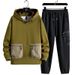Men's Clothing Men's Spring and Autumn Korean Style Fashion Large Size Hooded Sweatshirt Loose and Comfortable Sweatpants a Complete Set_viptrois.com
