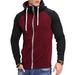 Men's Color Block Raglan Sweatshirt – European Size Loose Fit Hooded Cardigan For Gym & Streetwear (Black, Navy, Burgundy, Gray)_viptrois.com